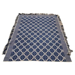 19thc Fringed Double Weave Coverlet From Pennsylvania