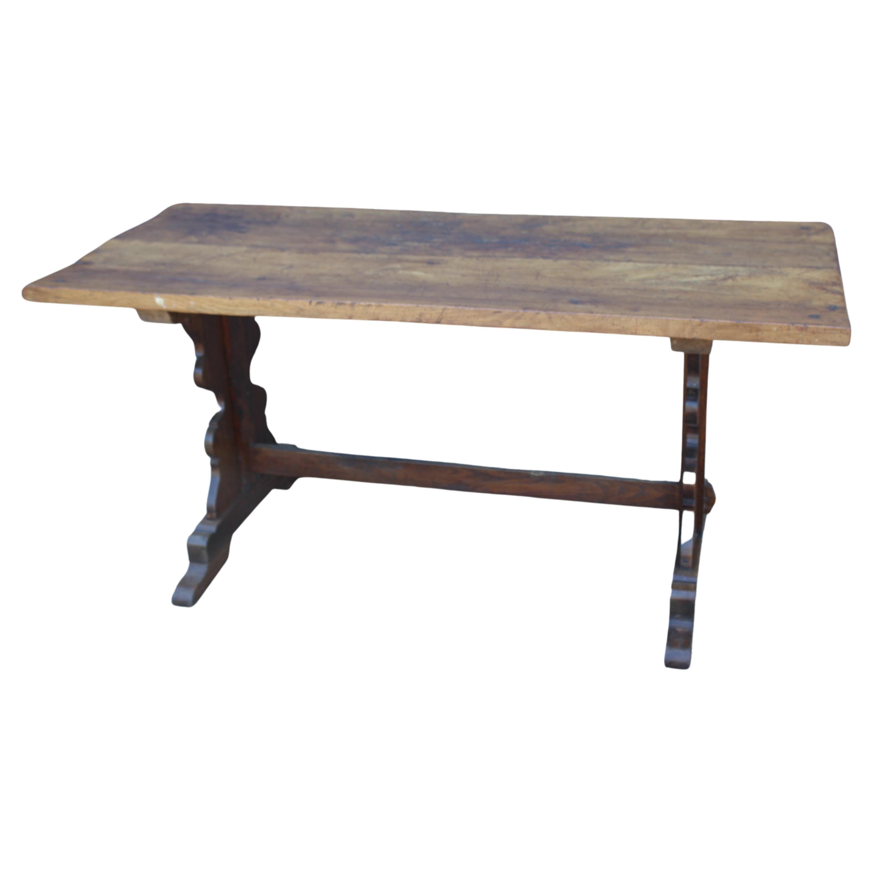 19thc. Fruitwood & Oak Two Plank Refectory Table For Sale