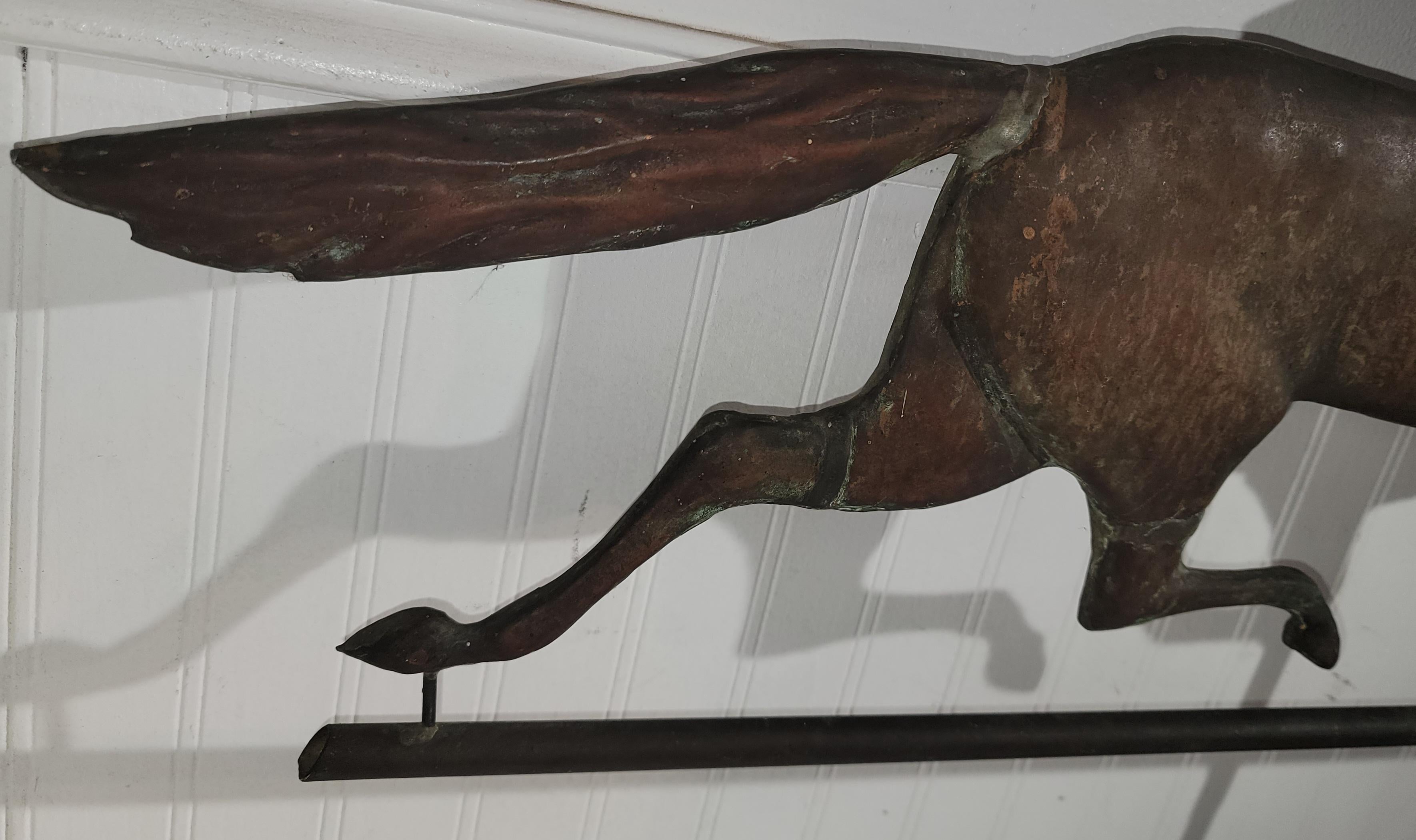 American 19thc Full Body Copper Horse Weather Vane on Stand For Sale