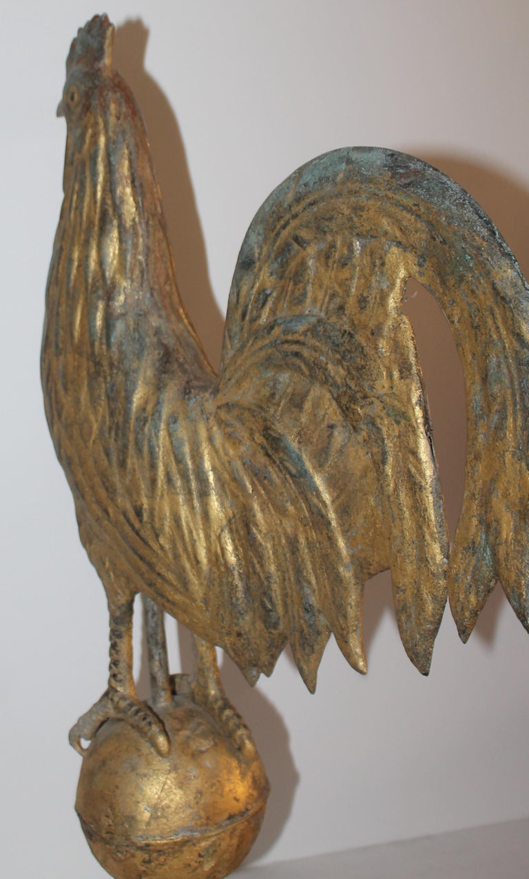 19Thc Gamecock Weather Vane in Original Surface In Good Condition For Sale In Los Angeles, CA