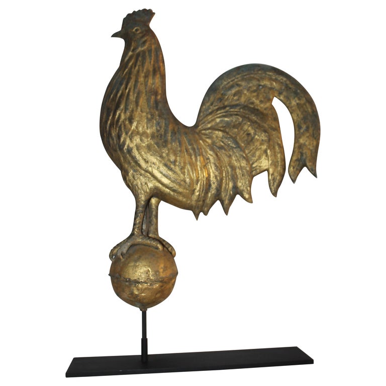 19Thc Gamecock Weather Vane in Original Surface For Sale