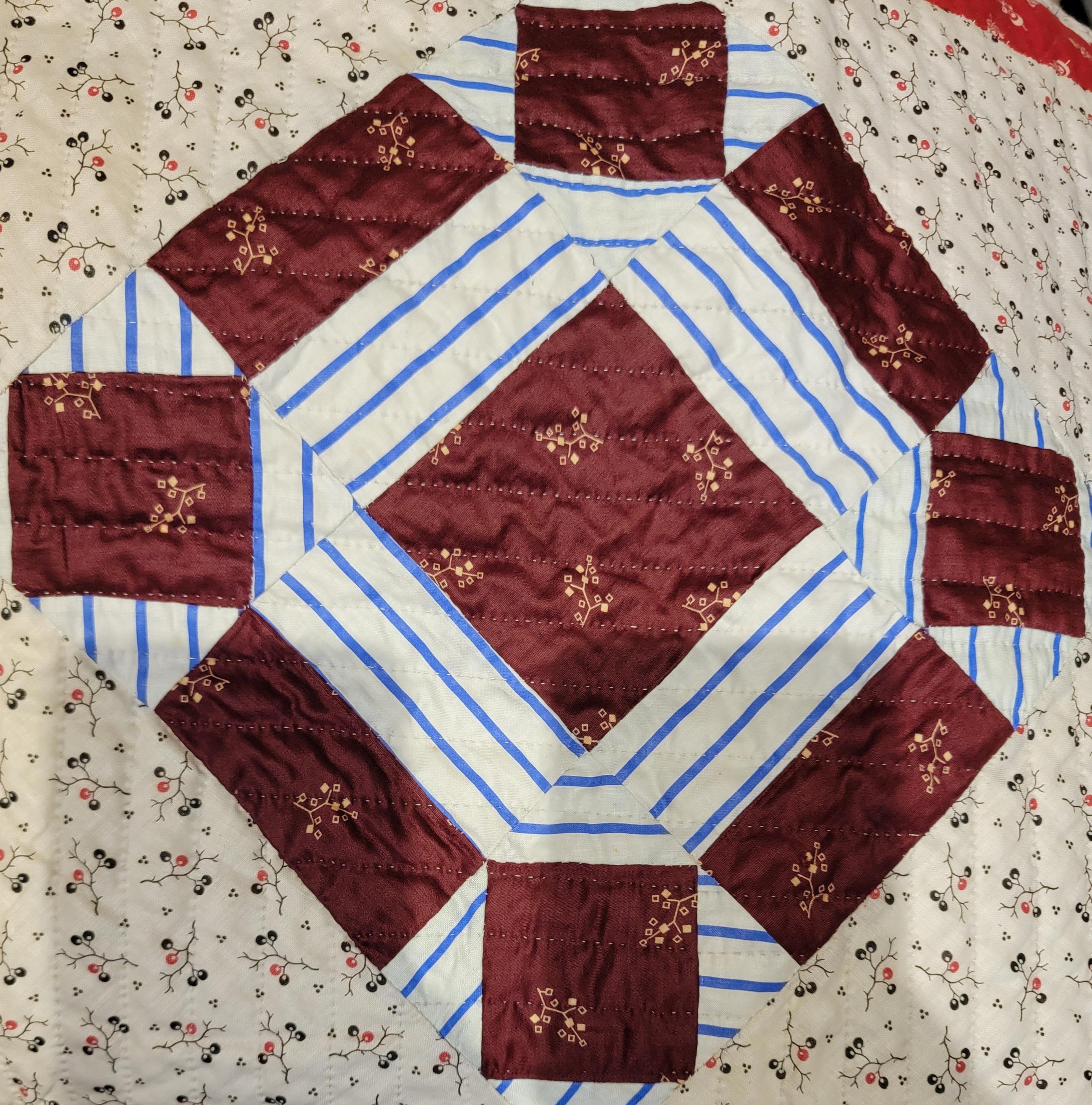 19Thc Geometric Blocks & Fantastic Early Fabrics Quilt For Sale 2