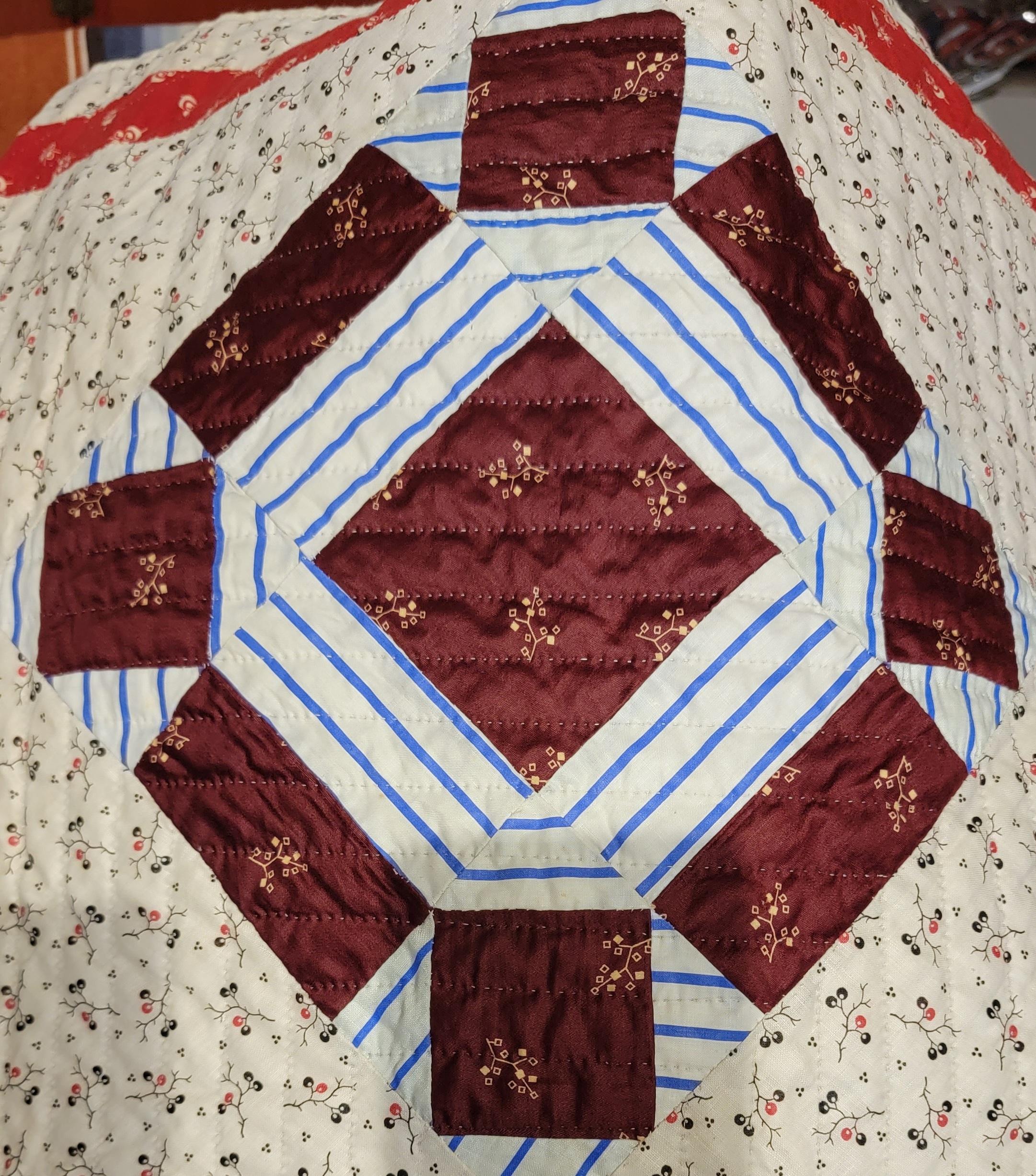 19Thc Geometric Blocks & Fantastic Early Fabrics Quilt For Sale 1