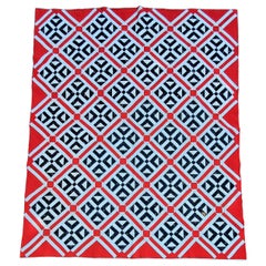 Antique 19thc Geometric Patriotic Quilt in Railroad Crossings