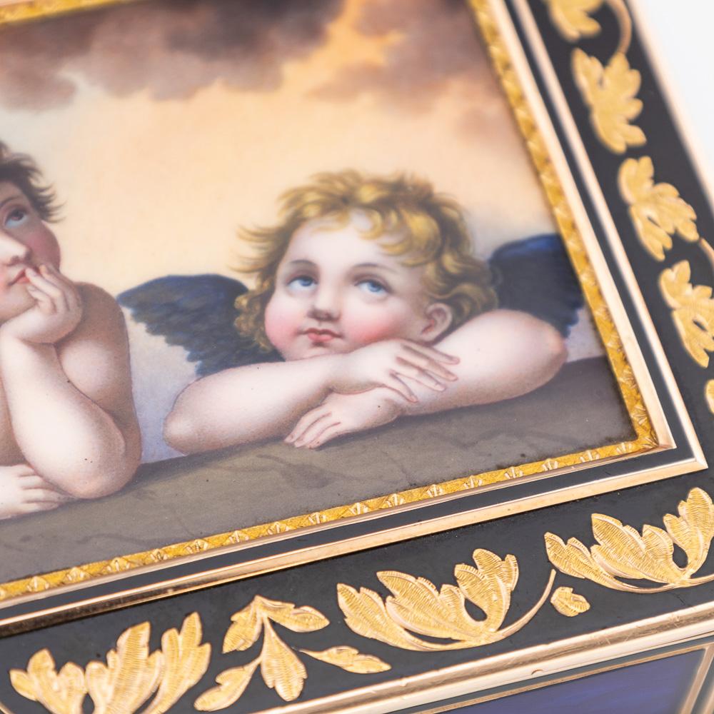 Tabatière allemande du XIXe siècle en or 18 carats et émail, Madonna Sixtine de Raphael, Hanau vers 1810 en vente 7