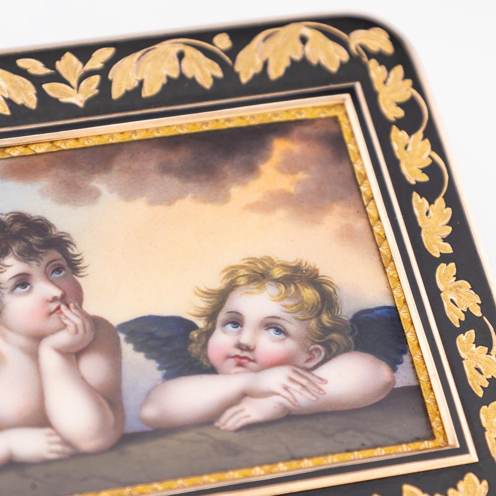 Tabatière allemande du XIXe siècle en or 18 carats et émail, Madonna Sixtine de Raphael, Hanau vers 1810 en vente 8