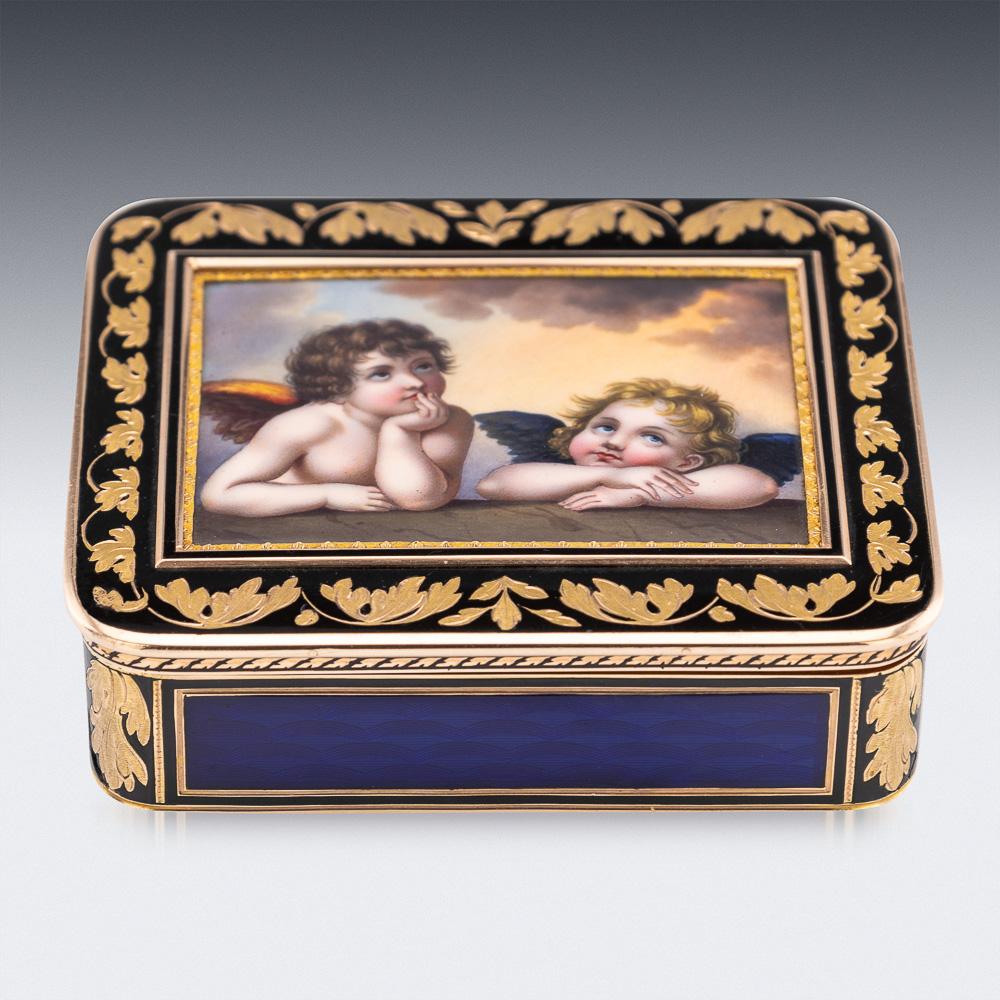 Autre Tabatière allemande du XIXe siècle en or 18 carats et émail, Madonna Sixtine de Raphael, Hanau vers 1810 en vente