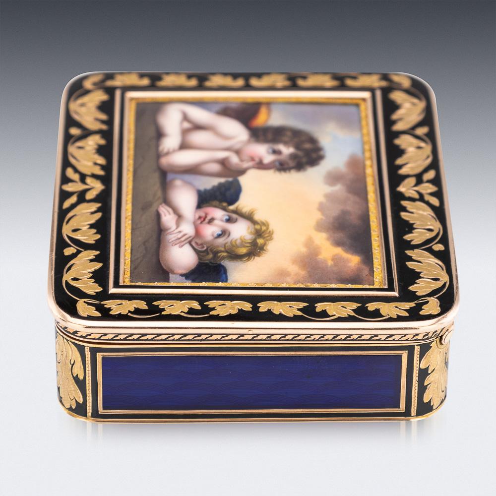 Allemand Tabatière allemande du XIXe siècle en or 18 carats et émail, Madonna Sixtine de Raphael, Hanau vers 1810 en vente