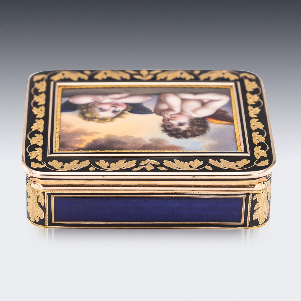 Tabatière allemande du XIXe siècle en or 18 carats et émail, Madonna Sixtine de Raphael, Hanau vers 1810 Bon état - En vente à Royal Tunbridge Wells, Kent