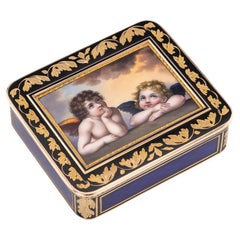 Tabatière allemande du XIXe siècle en or 18 carats et émail, Madonna Sixtine de Raphael, Hanau vers 1810