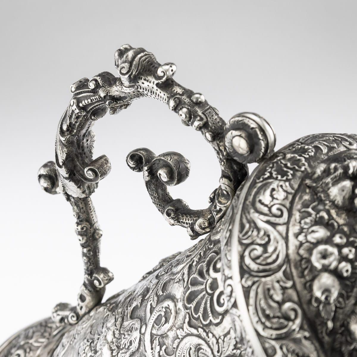 19th Century German Solid Silver Embossed Figural Tankard, Hanau, circa 1850 8