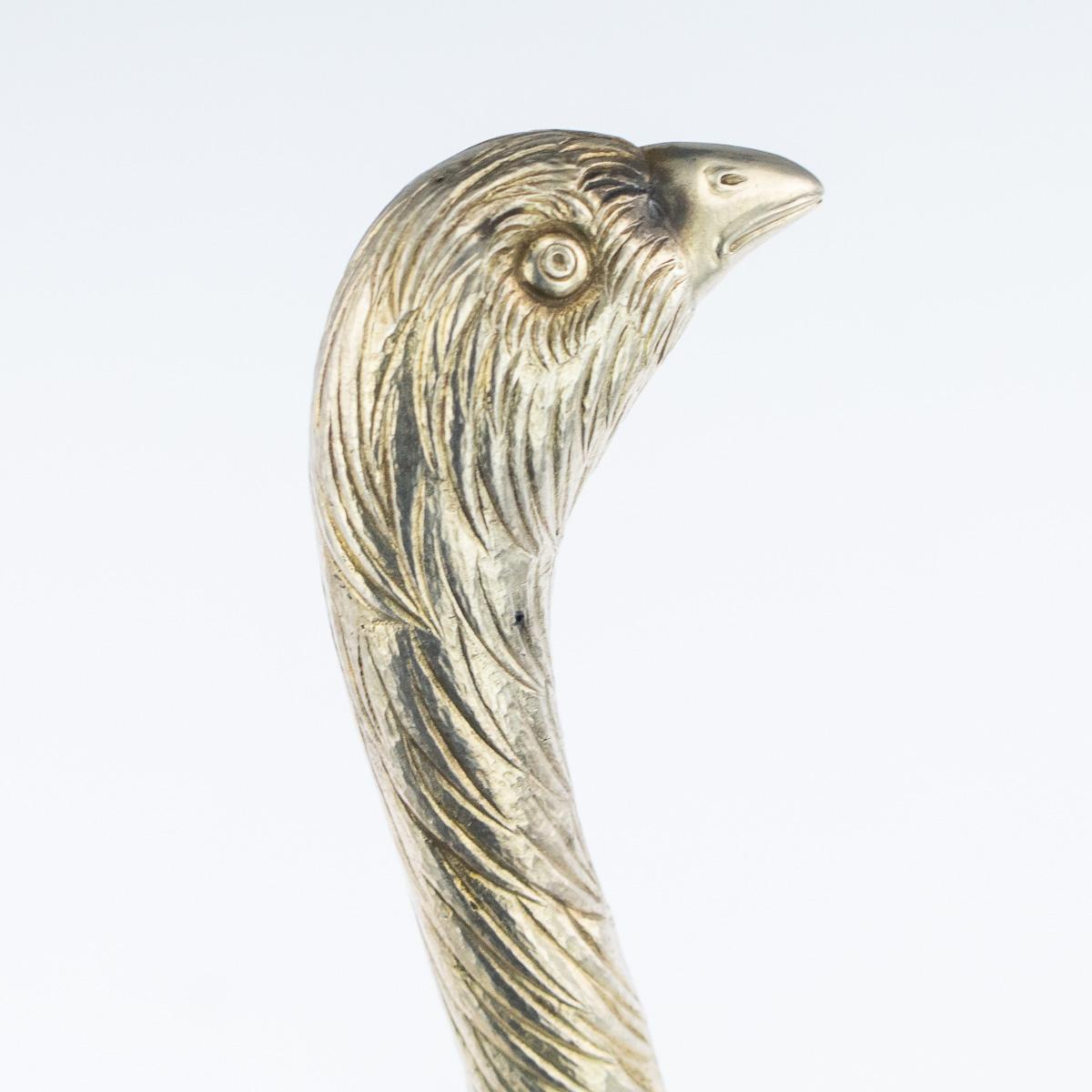 19th Century German Solid Silver Gilt Pair of Ostrich Figures, circa 1860 8