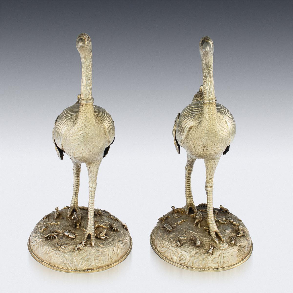 19th Century German Solid Silver Gilt Pair of Ostrich Figures, circa 1860 2