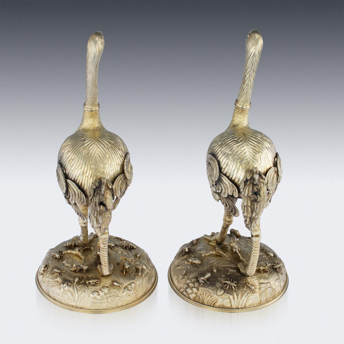 19th Century German Solid Silver Gilt Pair of Ostrich Figures, circa 1860 3