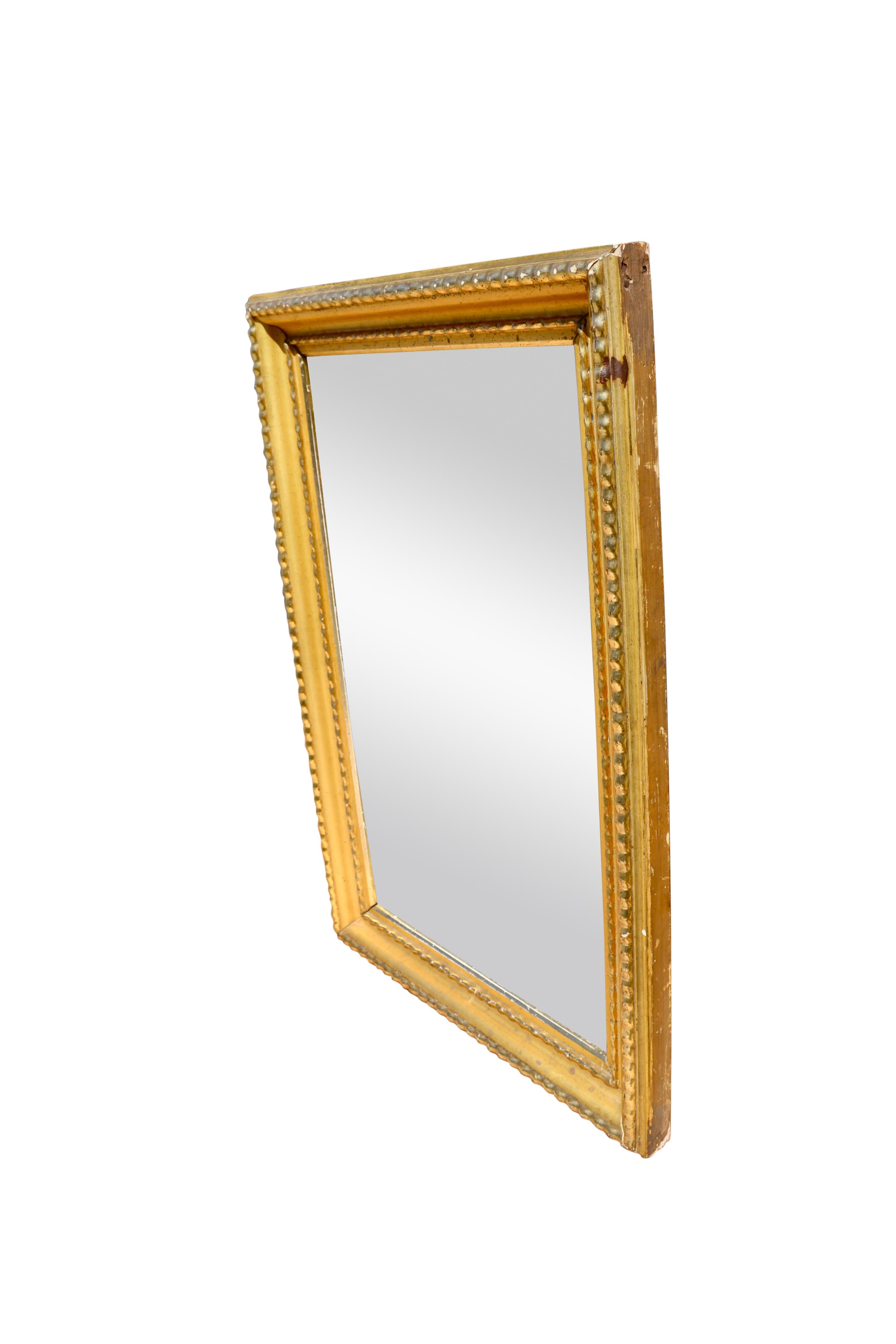 Empire 19thC Gilded Wood Framed Beveled Mirror For Sale