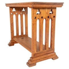 Antique 19thc Gothic Revival Pitch Pine 'Lady Chapel' Church Alter Console Side Table