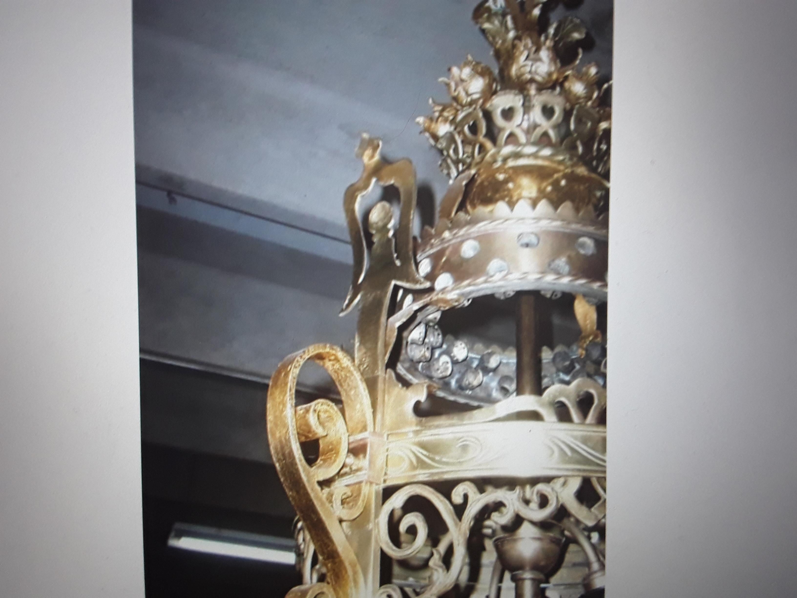 19thc Grand French Louis XVI style Gilt Bronze Palace Lantern/ Chandelier  In Good Condition For Sale In Opa Locka, FL