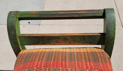 19thc Green Painted  Green Day bed W/ Custom Made Rag Rug Cushions