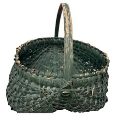 19thc Green Painted Hiney  Basket