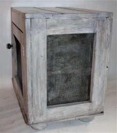 19th Century Grey Painted Table Top Pie Safe