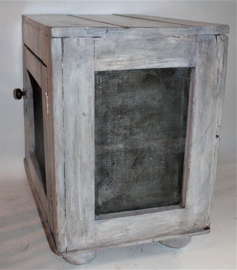 19th Century Grey Painted Table Top Pie Safe For Sale at 1stDibs