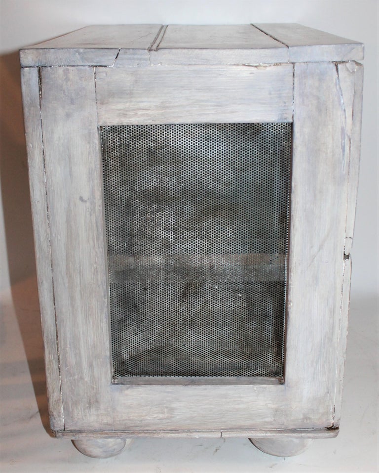 19th Century Grey Painted Table Top Pie Safe For Sale at 1stDibs