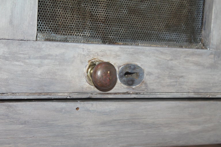 19th Century Grey Painted Table Top Pie Safe For Sale at 1stDibs