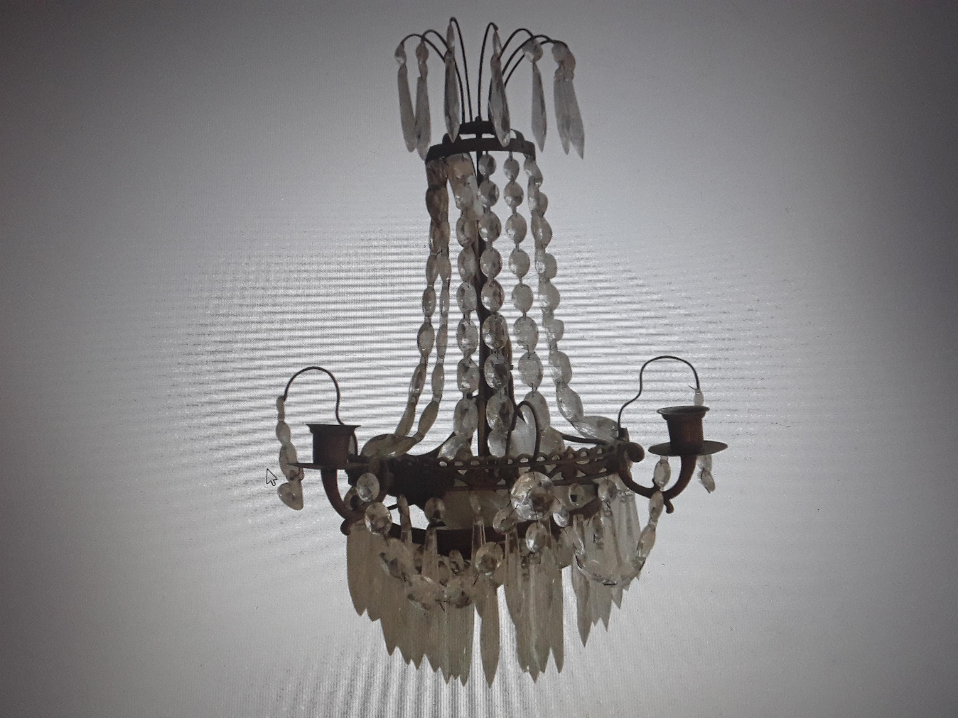  19thc Gustavian Cut Cascading Crystal Wall Sconce For Sale 4