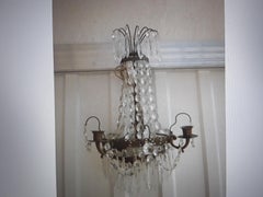 19thc Gustavian Cut Cascading Crystal Wall Sconce