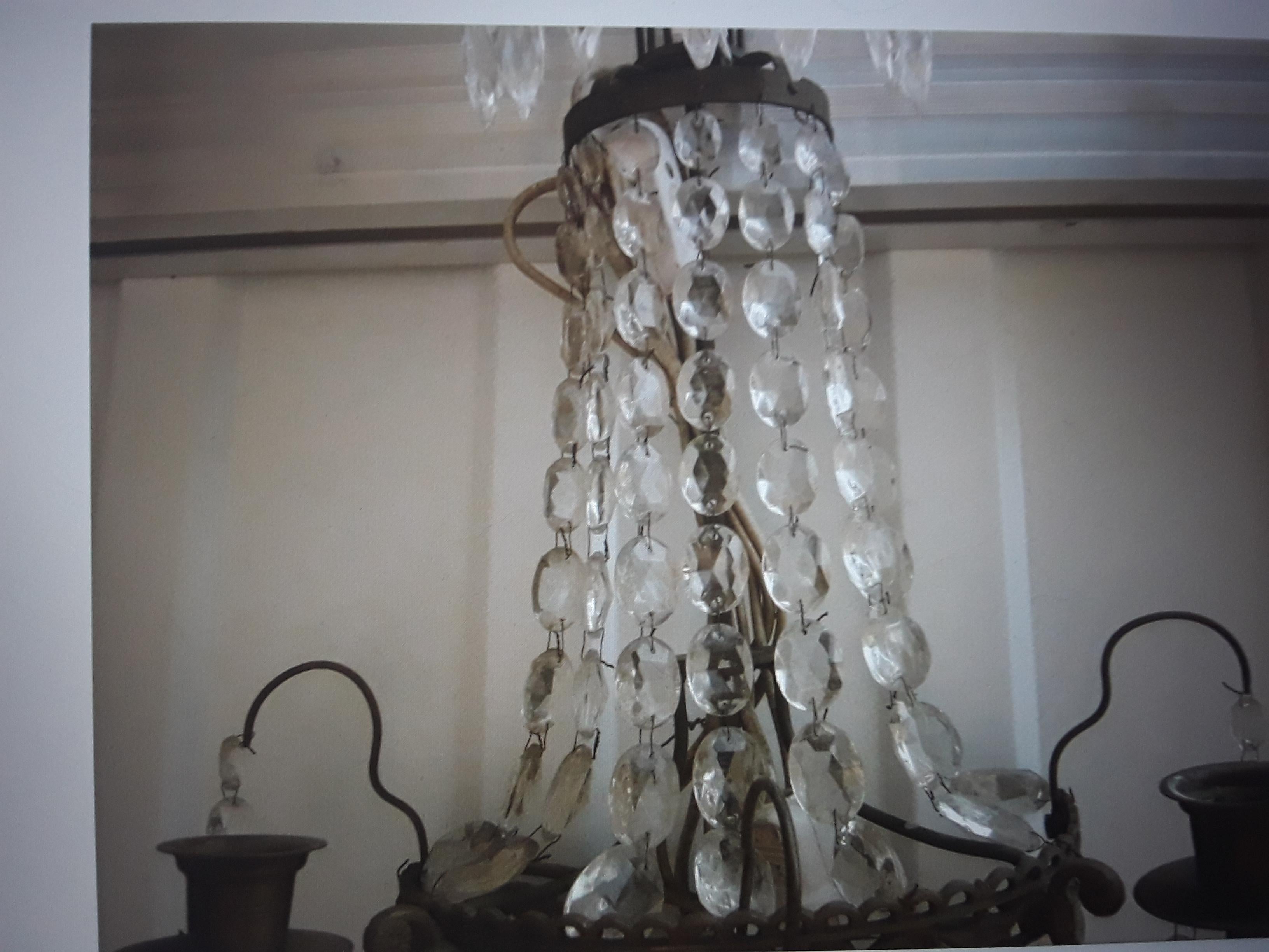 Mid-19th Century  19thc Gustavian Cut Cascading Crystal Wall Sconce For Sale