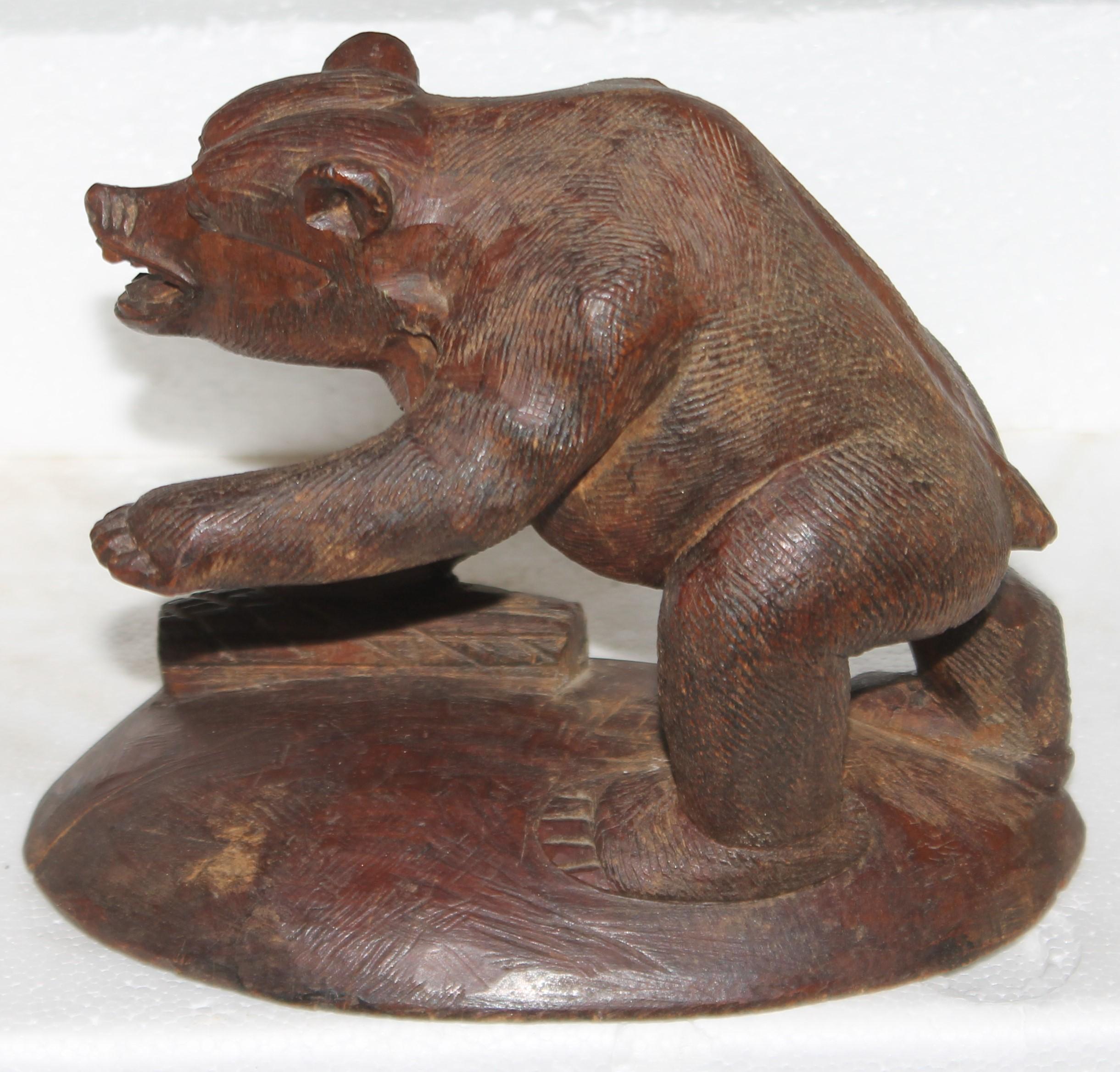 Late 19th Century 19Thc Hand Carved Bear For Sale