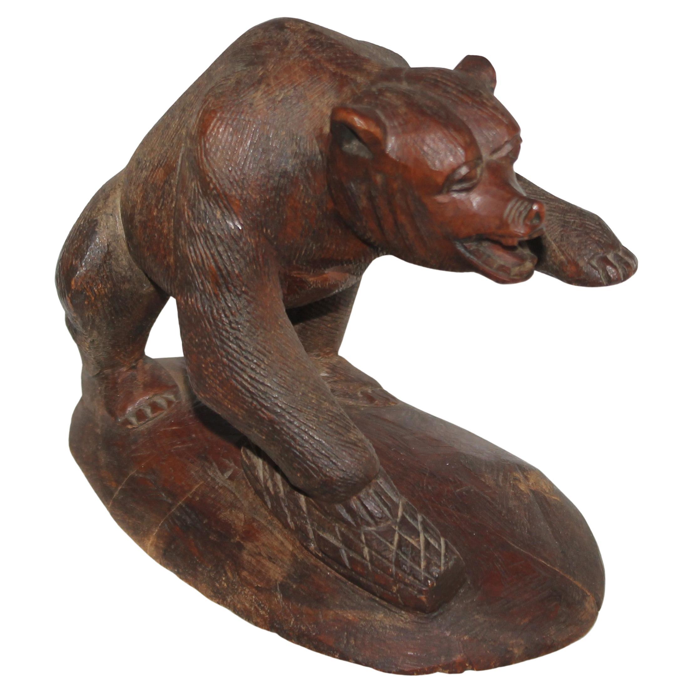 19Thc Hand Carved Bear For Sale
