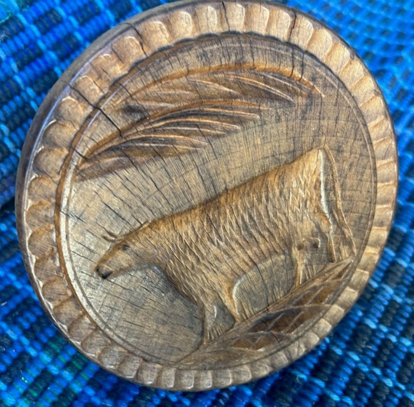 Adirondack 19Thc Hand Carved Cow Butter Stamp For Sale