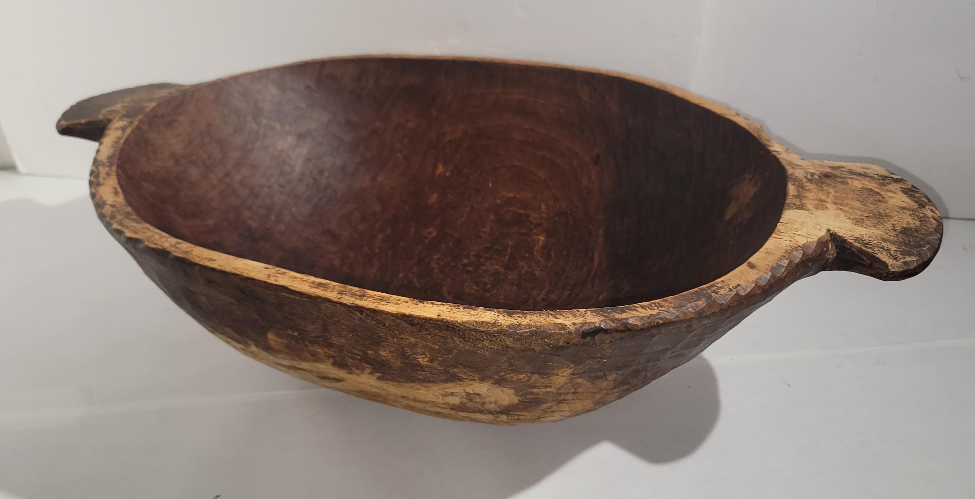 Adirondack 19thc Hand Carved Dough Bowl For Sale
