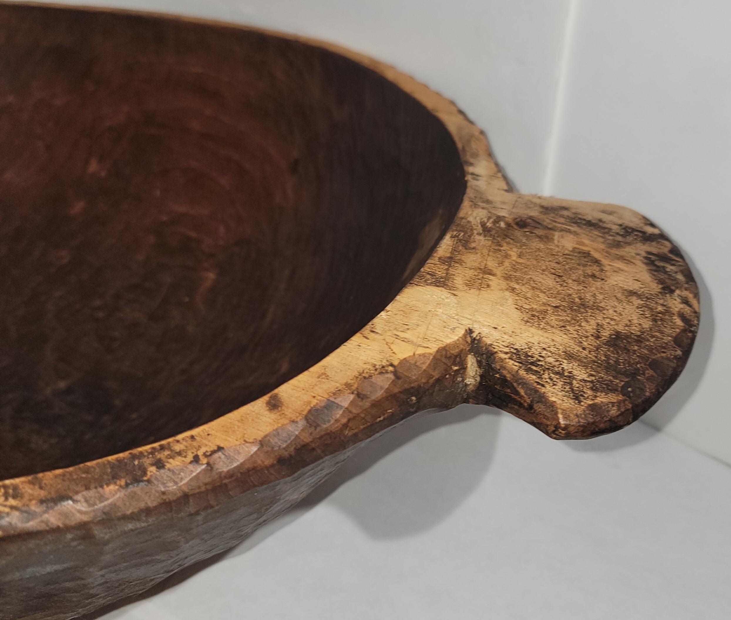 American 19thc Hand Carved Dough Bowl For Sale