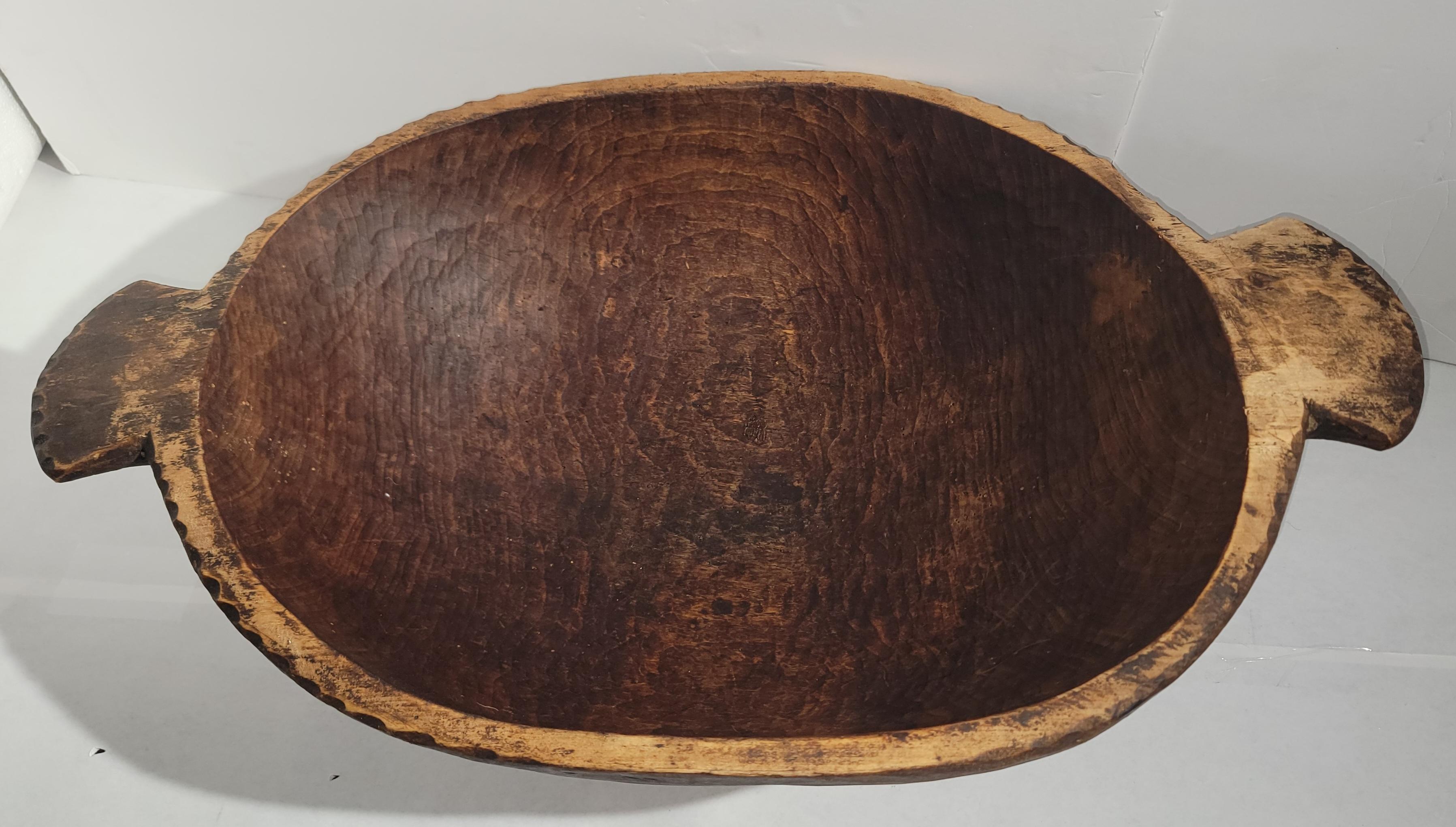 Hand-Carved 19thc Hand Carved Dough Bowl For Sale