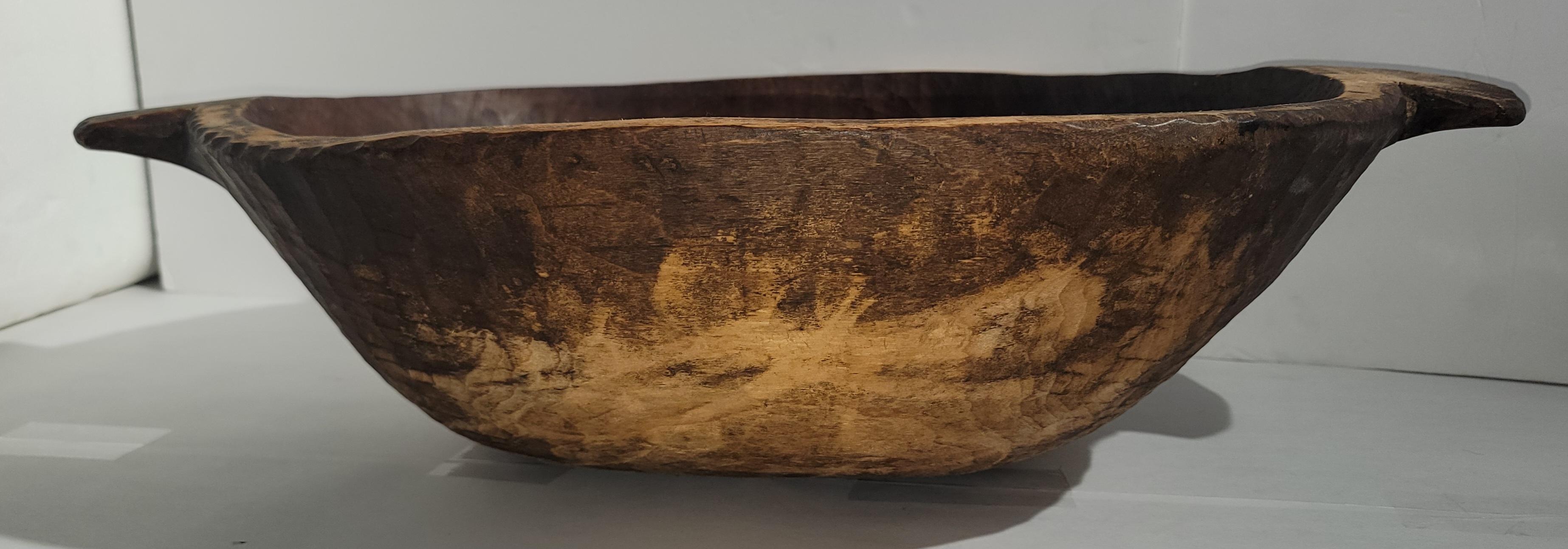 19thc Hand Carved Dough Bowl In Good Condition For Sale In Los Angeles, CA