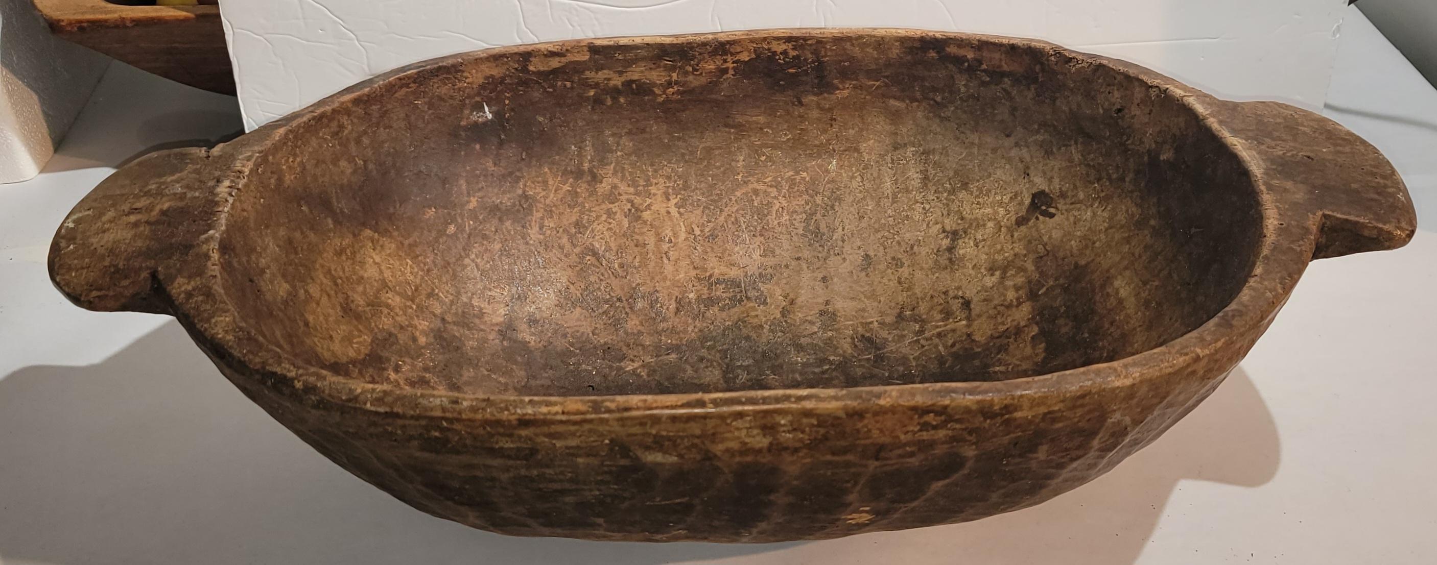 Wood 19th Century Hand Carved Dough Bowl For Sale