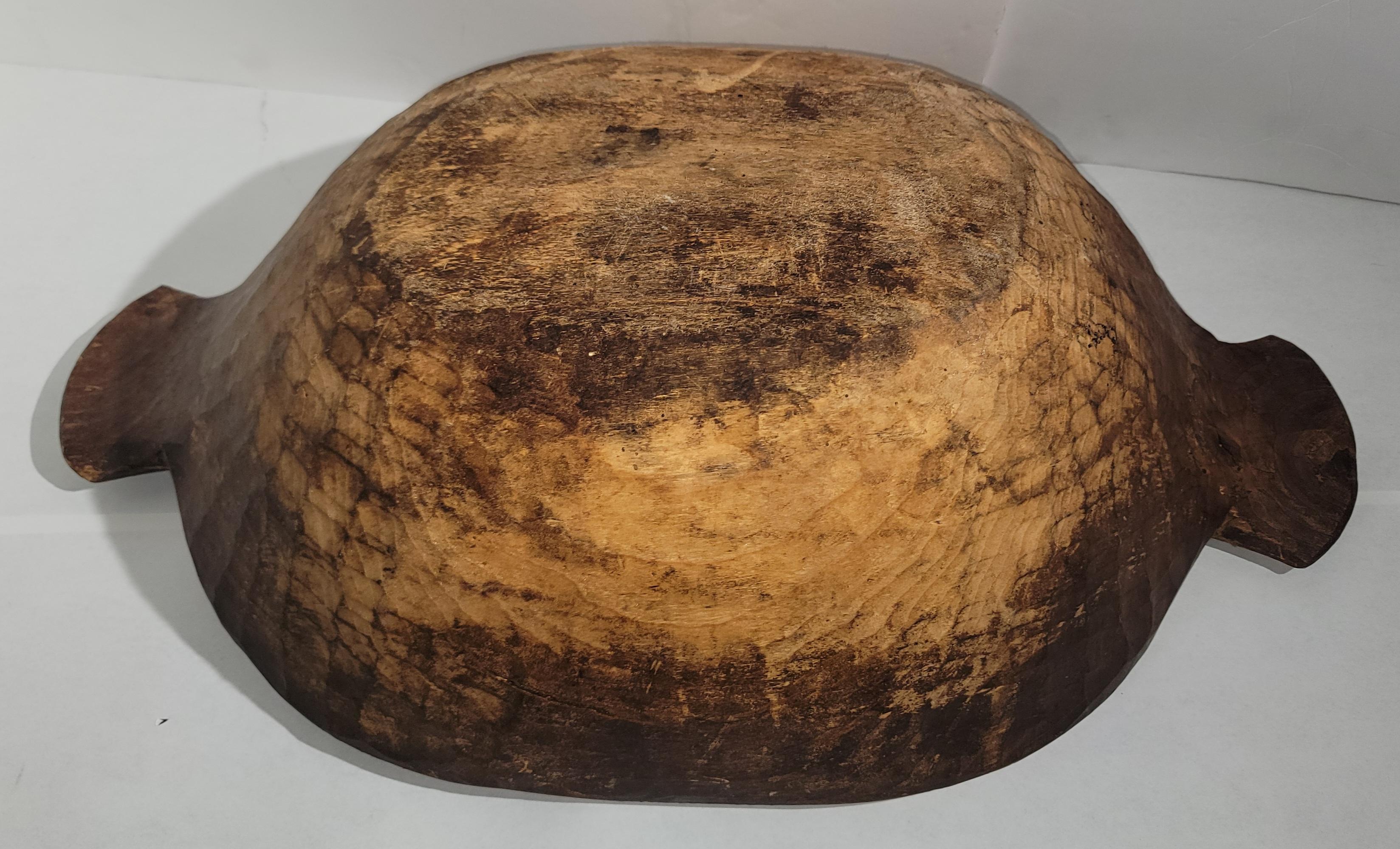 19th Century 19thc Hand Carved Dough Bowl For Sale