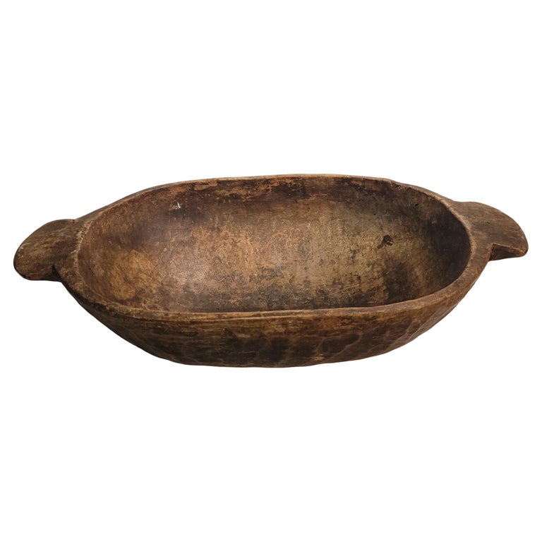 19th Century Hand Carved Dough Bowl For Sale