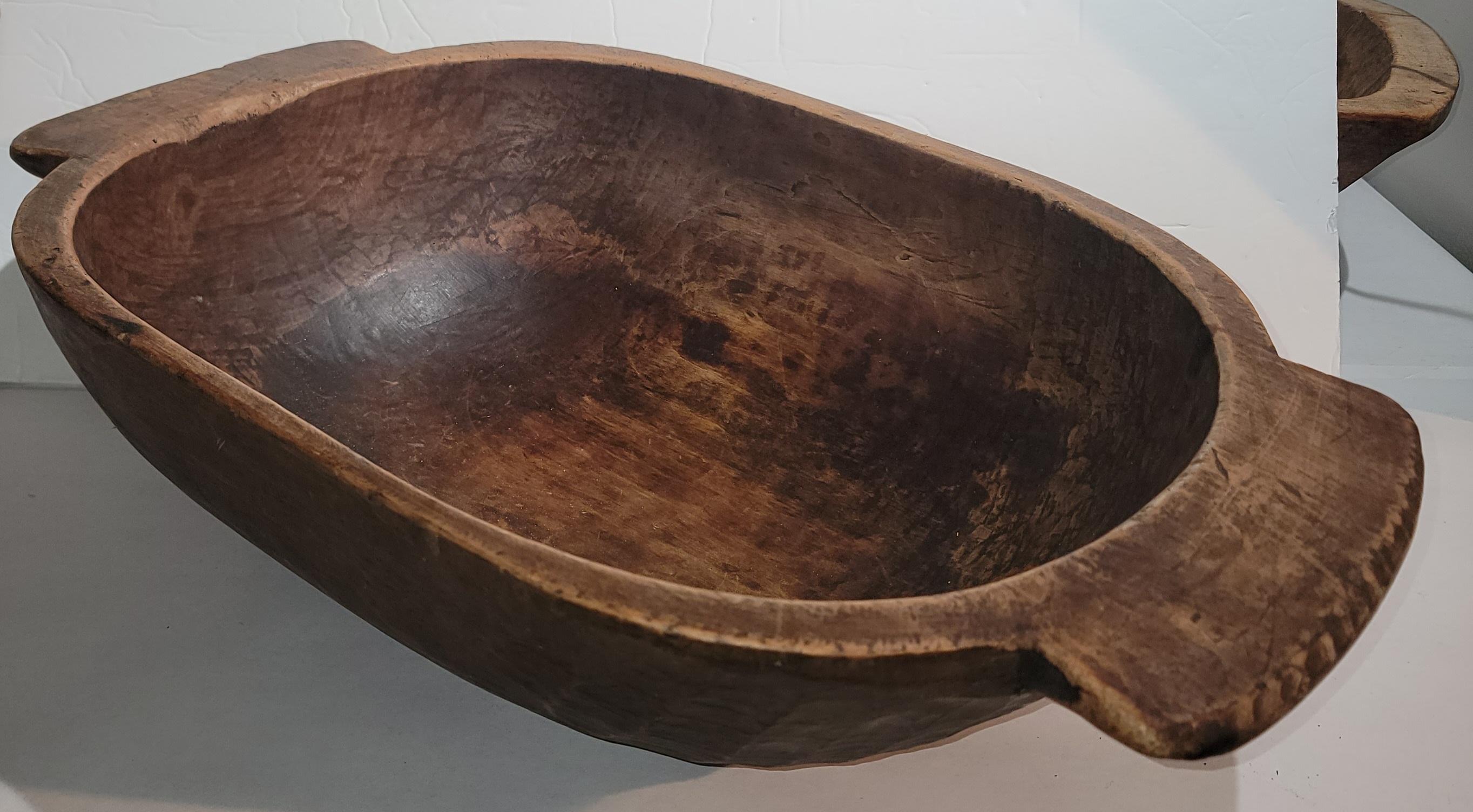 19th Century Hand Carved Dough Bowl with Rag Balls For Sale 1