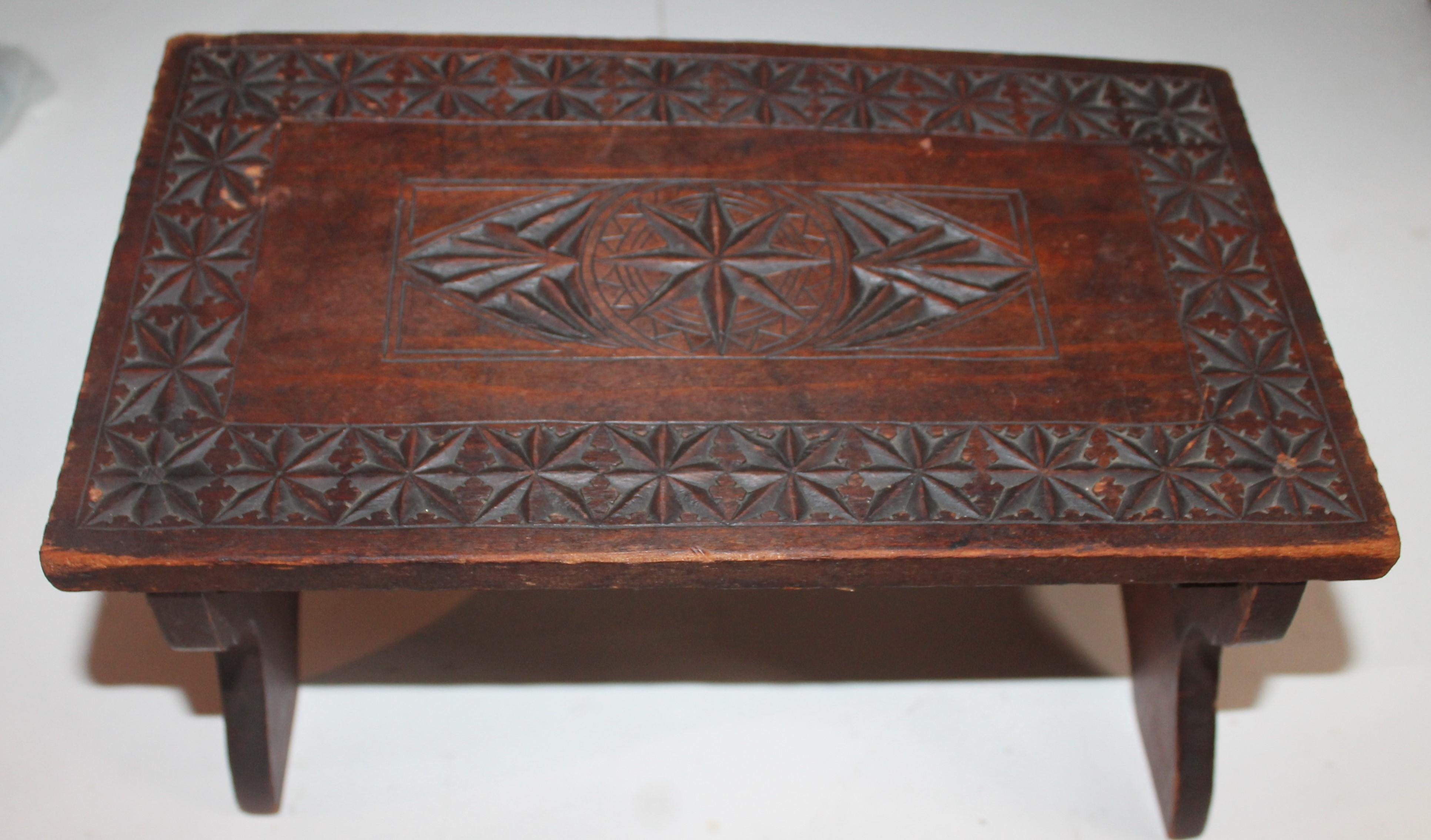 American 19th Century Hand Carved Foot Stool
