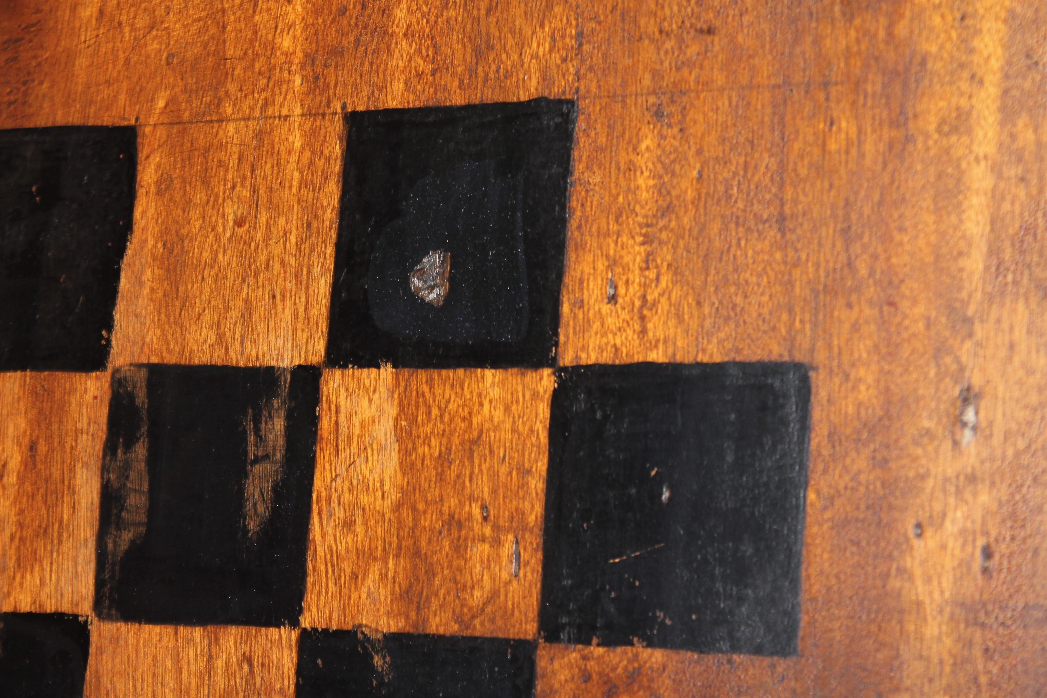 19th Century 19thc Hand Carved Game Board in Original Paint