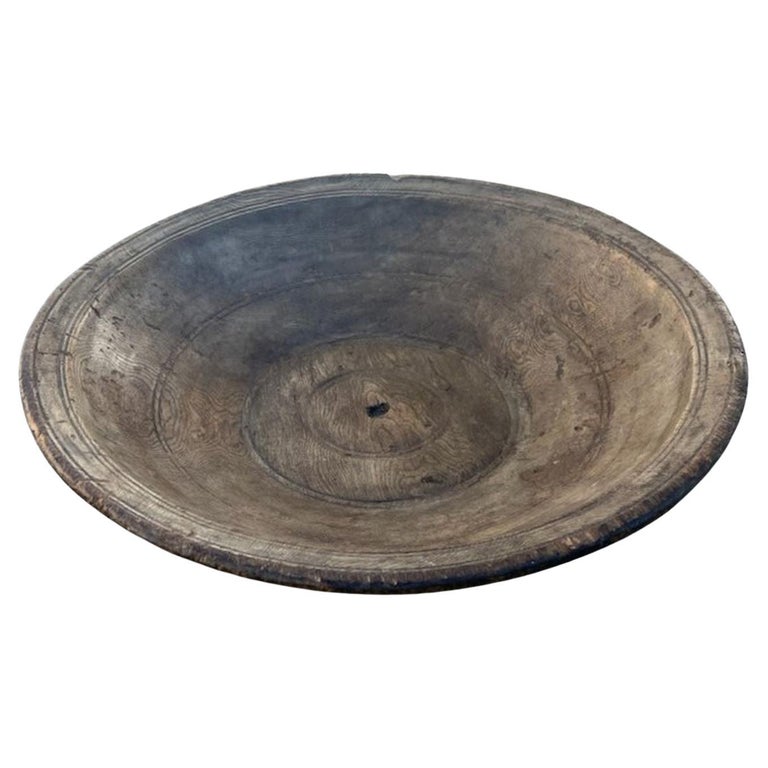 19Thc Hand Carved Large Wood Bowl / Tray For Sale at 1stDibs