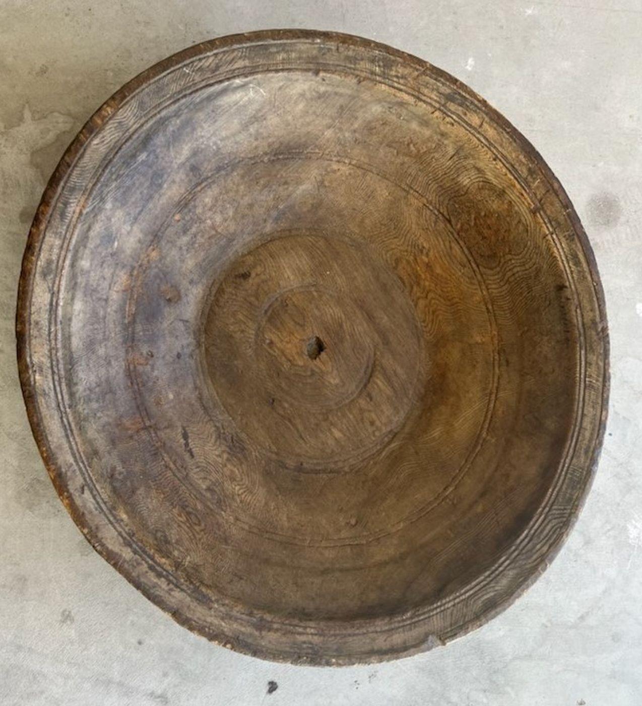 Hand-Carved 19Thc Hand Carved Large Wood Bowl / Tray For Sale