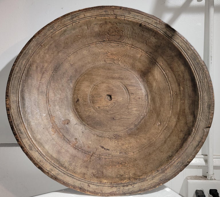 19Thc Hand Carved Large Wood Bowl / Tray For Sale at 1stDibs