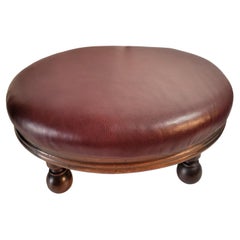 19thc Hand Crafted Foot Stool with Leather