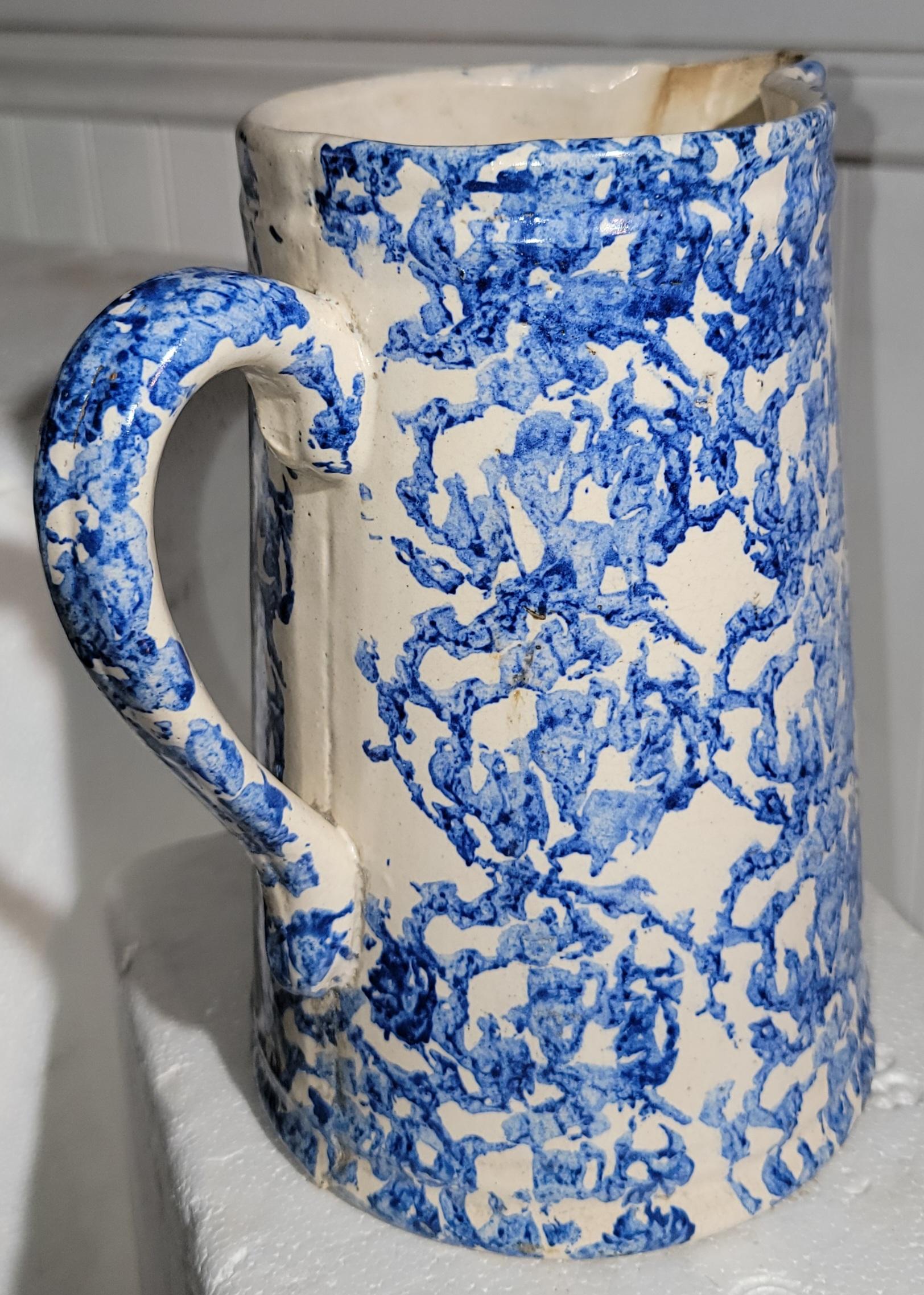 Hand-Crafted 19Thc Hand Crafted Sponge Ware Pitcher For Sale