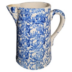 19Thc Hand Crafted Sponge Ware Pitcher