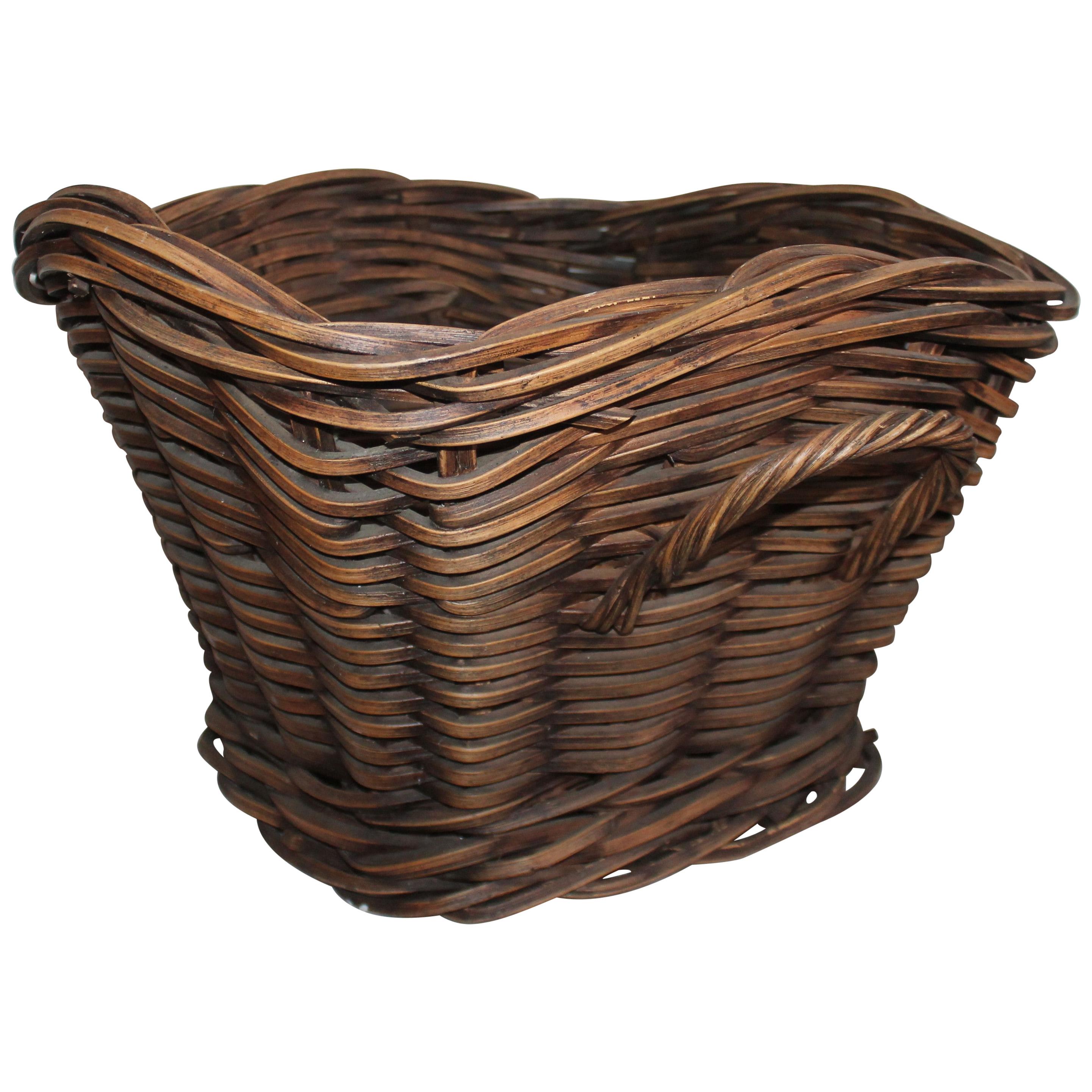 19th Century Handmade Double Handled Basket